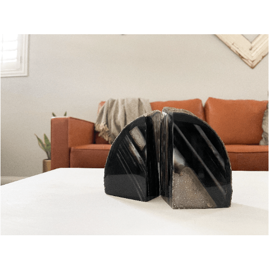 Crystal Agate Bookend | Black and Grey.