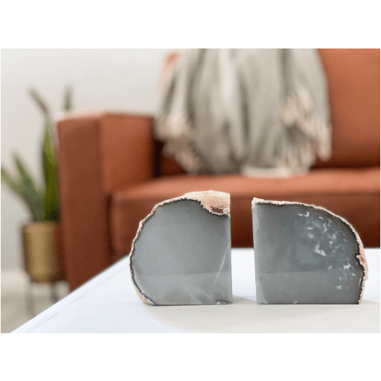 Crystal Agate Bookend | Gray and White | Speckled.