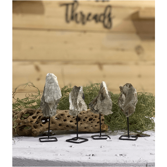 Gold Muscovite Mica on a Pin Stand | Natural Crystal on Metal Stand.