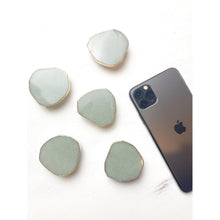  Green Aventurine Phone Stand with GOLD Rim | Light Green Crystal (Natural Gemstone).