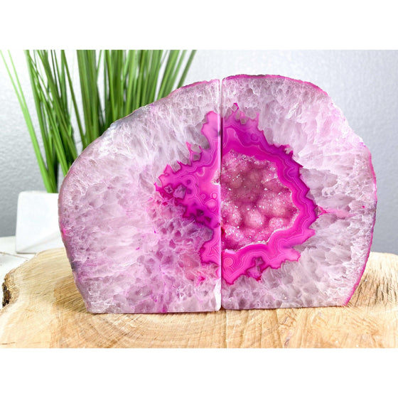PINK Agate Geode 3 lbs 13 oz Bookend | Pink Geode Bookend | Crystal Bookend | Great Gift.