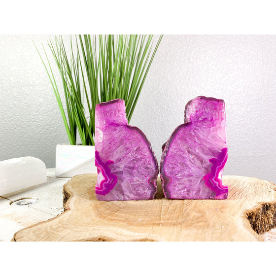 Pink Agate Geode Bookend | Pink Geode Bookend | Crystal Bookend | Great Gift.