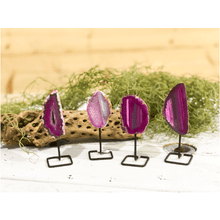  Pink, Purple & Teal Agate on a Pin Stand | Natural Crystal on Metal Stand.