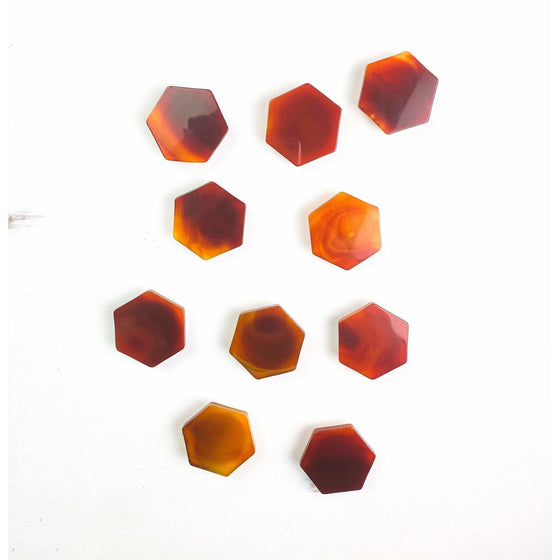Red Agate Hexagon Crystal Phone Stand (Natural Gemstone).