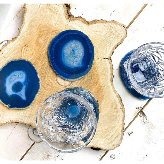 Teal Tone Agate Slice Coasters | Agate Drink & Barware | Home Decor.