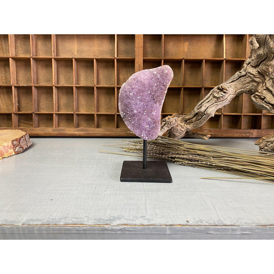 Amethyst Geode on a Metal Stand 1 lbs 7 oz | Raw Amethyst Crystal | Large Amethyst Base | Great Gift.
