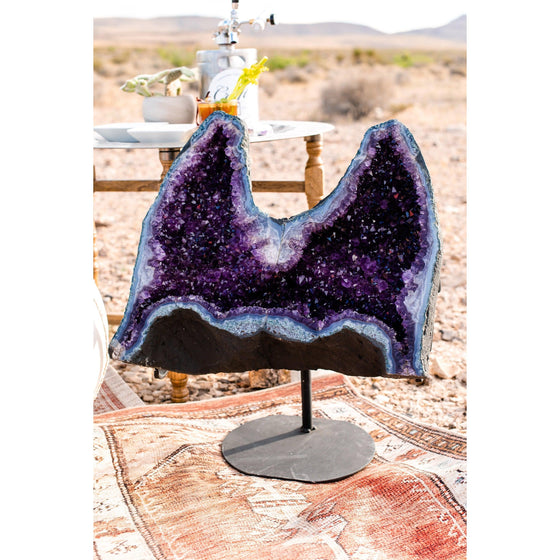 Amethyst Wings on a Metal Stand | Raw Amethyst Crystal | Home or Office Decor.