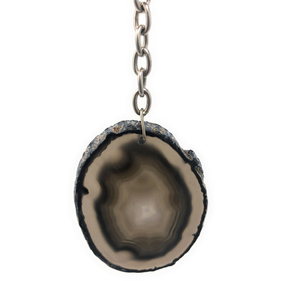 Black Neutral Agate Slice Keychain | Natural Agate Keychain | Perfect Gift.