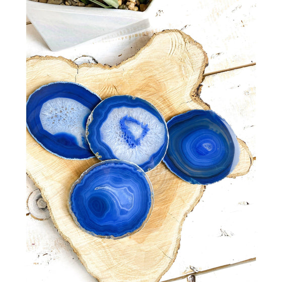Blue Tone Agate Slice Coasters | Agate Drink & Barware | Home Decor.