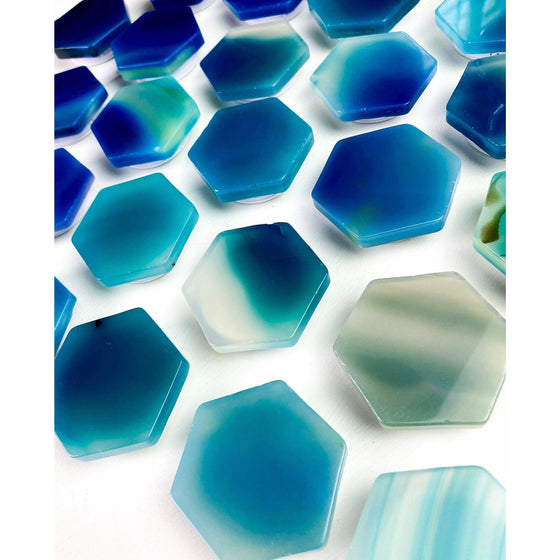 Blue/Turquoise Agate Hexagon Crystal Phone Stand.