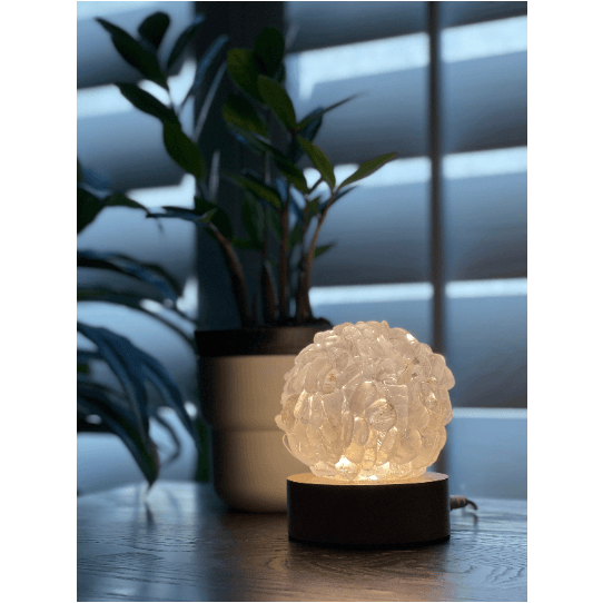 Clear Quartz Tumbled Stone Crystal Lamp Decor.
