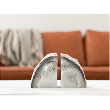  Crystal Agate Bookend | Gray and White.
