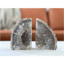  Crystal Agate Bookend | Neutrals Grey White Brown.