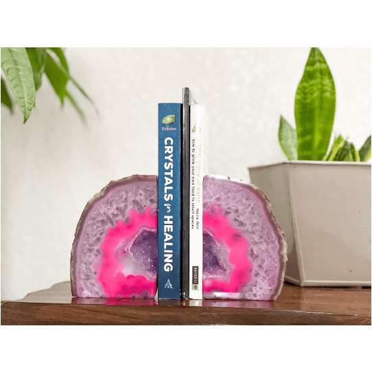 Crystal Agate Bookend | Pink Geode.