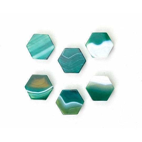 GREEN Hexagon Agate Custom Crystal Phone Stand (natural gemstone).
