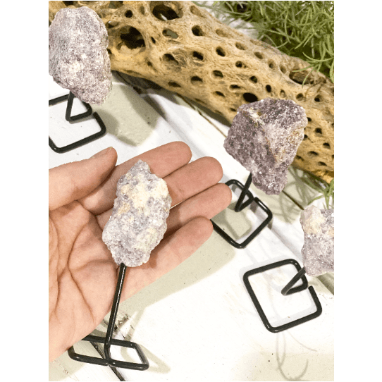 Lepidolite on a Pin Stand | Natural Crystal on Metal Stand.