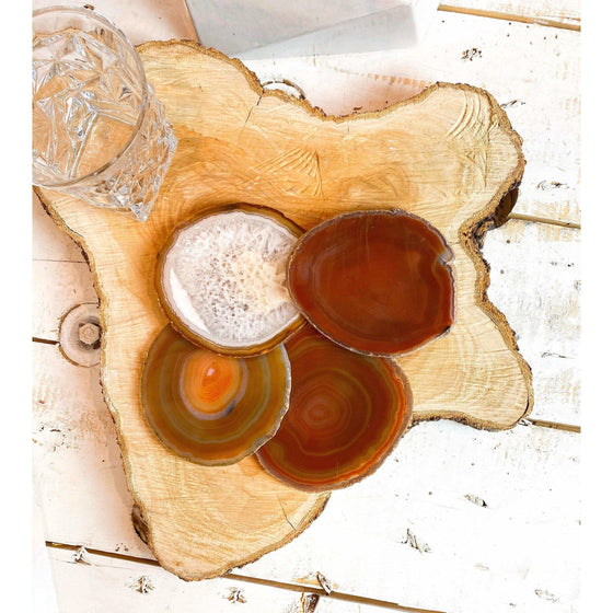 Light Orange Tone Agate Slice Coasters | Agate Drink & Barware | Home Decor.