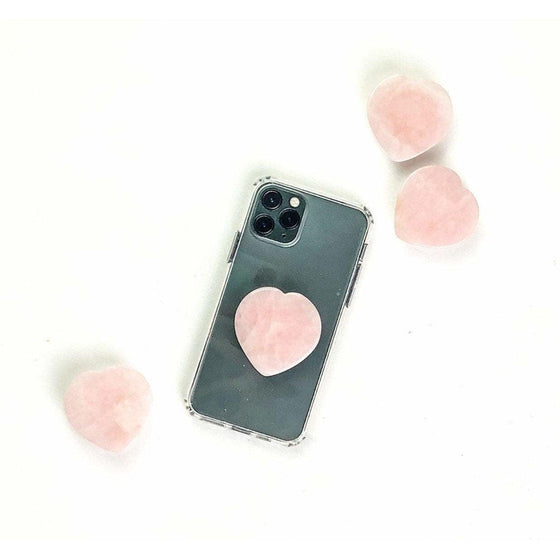 Light Pink Rose Quartz Heart Crystal Phone Stand.