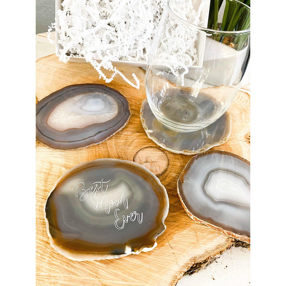 MOTHERS DAY Agate Slice Coaster Set | Gift | Engraved.