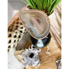 Natural Agate with Silver Rim Wine Cork/Stopper + Aerator | Agate Drink & Barware | Gift Set.