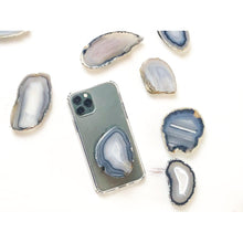  Natural Cool Tones Agate with Silver Rim Phone Stand (Natural Gemstone).