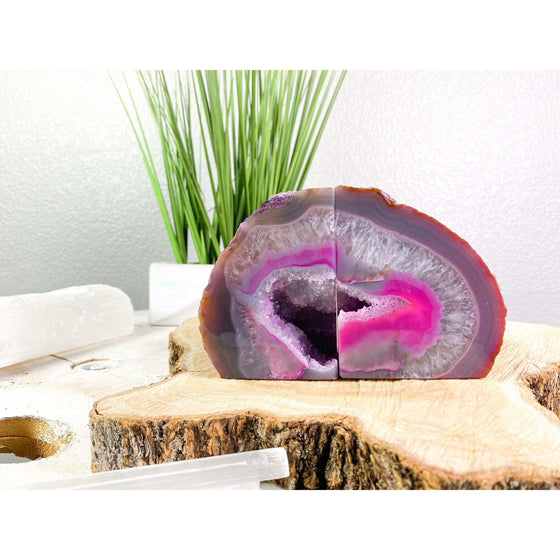 PINK Agate Geode 3 lbs 12 oz Bookend | Pink Geode Bookend | Crystal Bookend | Great Gift.