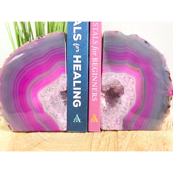 PINK Agate Geode 4 lbs 2 oz Bookend | Pink Geode Bookend | Crystal Bookend | Great Gift.