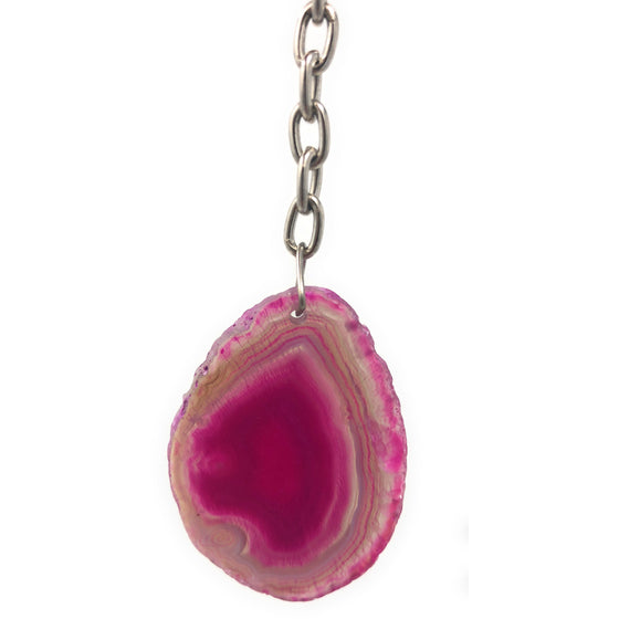 Pink Agate Slice Keychain | Natural Agate Keychain | Great Gift.