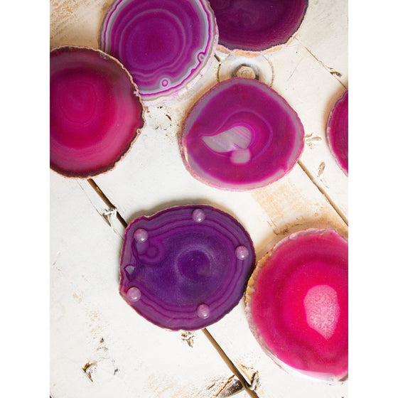 Pink Tone Agate Slice Coasters | Agate Drink & Barware | Home Decor.