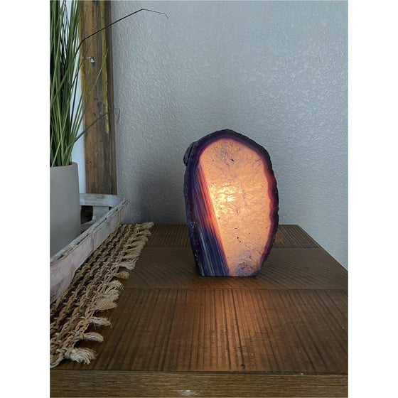 Purple Agate Crystal Lamp Decor | Geode Agate lamp | Crystal lamp | Great Gift.