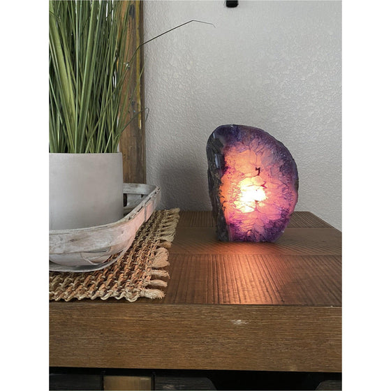 Purple Agate Crystal Lamp Decor | Geode Agate lamp | Crystal lamp | Great Gift.