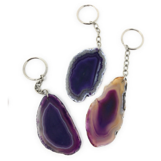 Purple Agate Slice Keychain | Natural Agate Keychain | Great Gift.