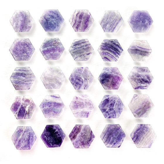 Purple Fluorite Hexagon Crystal Phone Stand.