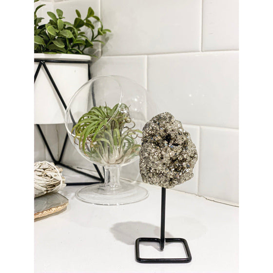 Pyrite on a Pin Stand | Pyrite on a Metal Stand.