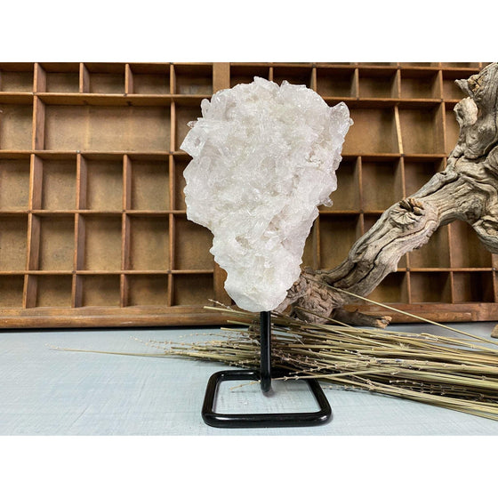 Raw (Cluster) Clear Quartz on a metal stand 2 lbs | Quartz Cluster in a stand | Clear Quartz | Great gift.