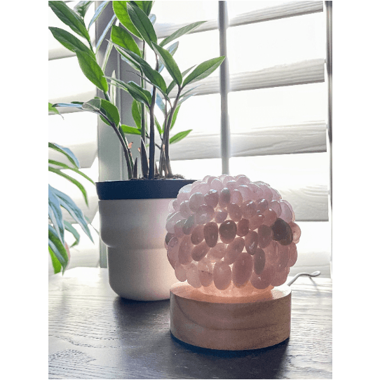 Rose Quartz Tumbled Stone Crystal Lamp | Home Decor | Great Gift.