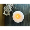 Rounded White Selenite Crystal Tower Candle Holder.