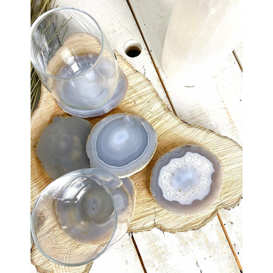 Tan/Beige/Gray Agate Slice Coasters | Neutral Colors | Agate Drink & Barware | Home Decor.
