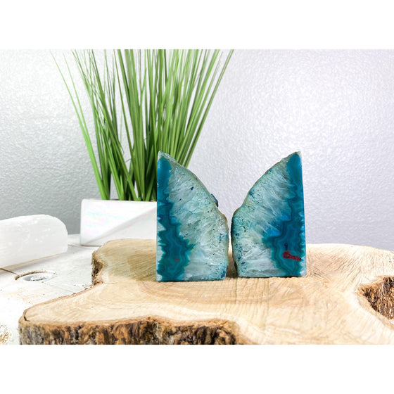 Teal Agate Geode 3 lbs 5 oz Bookend | Teal Geode Bookend | Crystal Bookend | Great Gift.