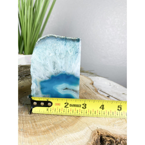 Teal Agate Geode 4 lbs 8oz Bookend | Light Blue Geode Bookend | Crystal Bookend | Great Gift.