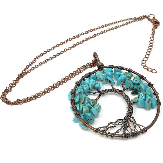 Tree of life necklace (turquoise).