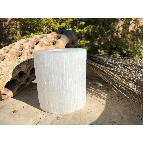 White Selenite Crystal Flat Candle Holder | Home Decor | Great Gift.