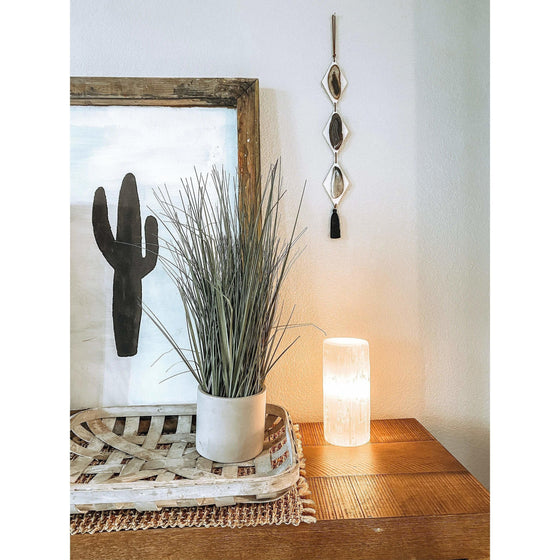 White Selenite Crystal Flat Lamp | Home Decor.